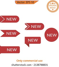 New note label, mark tag, sticker, corner and badge set. New tag ribbon and banner vector. New selling condition etiquette with promotion message to arrival advertise, 