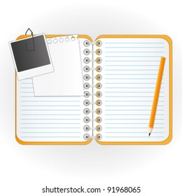 New notebook and diary set with pencil.