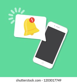 New notification arrived on the smartphone. Notification concept.