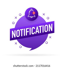 Nuevo icono de timbre de notificación. Ilustración azul de dibujos animados. Ilustración vectorial plana