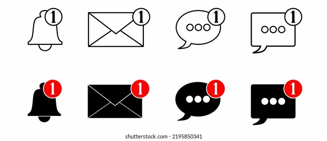 New Notification Icon Set Isolated On White Background.New E-mail, New Message Icon. Social Media Chat Notify Vector