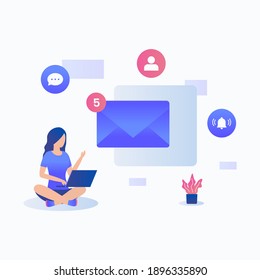 Nuevo concepto de ilustración de notificación. Ilustración para sitios web, páginas de inicio, aplicaciones móviles, afiches y banners.