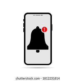New notification on smartphone screen . Notification bell icon. Notification in phone.