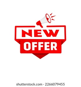New offer Discount Banner Template Vector illustration Design, Flat label. megaphone icon