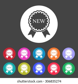 New offer icon with ribbons. Set of colored icons.