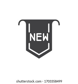 New offer label vector icon. filled flat sign for mobile concept and web design. New promotional sticker tag glyph icon. Symbol, logo illustration. Vector graphics