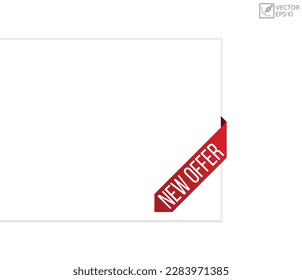 Nuevo mensaje de oferta en la pancarta de la cinta. Ilustración vectorial.