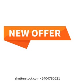 New Offer In Orange Ribbon Rectangle Shape For Promotion Sale Business Marketing Social Media Information
