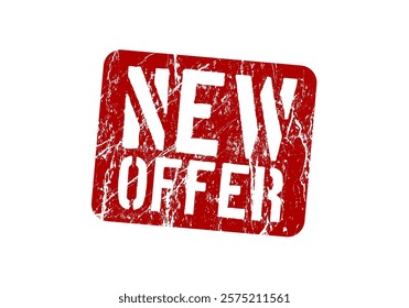 New offer - red rubber stamp with grunge effect - vector illustration