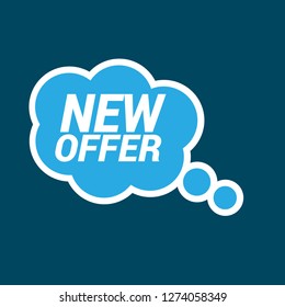 new offer sign - speech bubble, banner, tag.