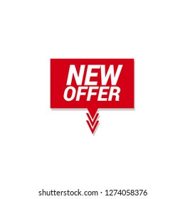 new offer sign - speech bubble, banner, tag.