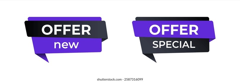 New offer tag badge. Modern vector banner ribbon new offer. Web element. Vector 10 eps.
