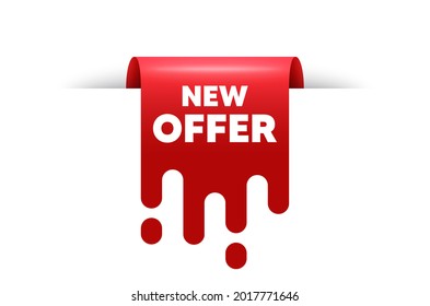 New offer text. Red ribbon tag banner. Special price sign. Advertising Discounts symbol. New offer sticker ribbon badge banner. Red sale label. Vector