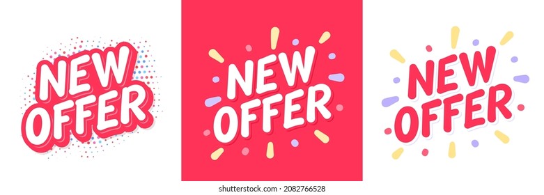 New offer. Vector lettering banners set.