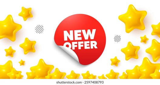 New offer winner banner with 3d stars. Golden stars banner. New offer sticker. Special offer discount banner. New sale promo icon. Review rate background. Vector