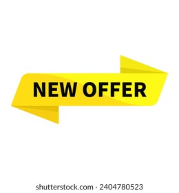 New Offer In Yellow Rectangle Ribbon Shape For Promotion Sale Business Marketing Social Media Information
