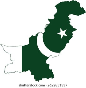 New Official Map of Pakistan Including Kashmir Region with Flag in it