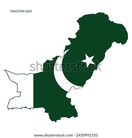 New Official Pakistan Map Including Kashmir Region with Flag Inside in White Background