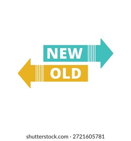 Concepto Nuevo, antiguo, actual, anterior y más reciente para la comparación de negocios moderna