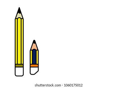 New and old pencils vector isolated on white background.