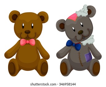 New and old teddy bears illustration