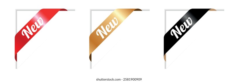 New on page corner in three colors