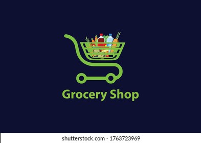 Eco Grocery Online Shop Logo Design Stock Vector (Royalty Free ...