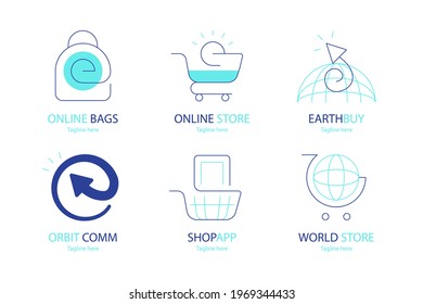 New online store logo set graphic illustration design vector logo brand.