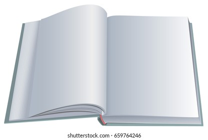 New open book with clean blank sheets. Vector 3d realistic illustration