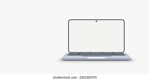 new open laptop front view on white