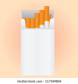 The new open pack of cigarettes. Vector illustration.
