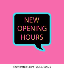 New Opening Hours Sign Emblem Sales and Promotional Badge Vector in Pink Color Background