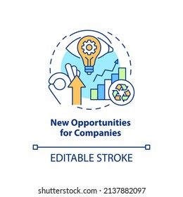 New opportunities for companies concept icon. Circular economy benefit abstract idea thin line illustration. Isolated outline drawing. Editable stroke. Arial, Myriad Pro-Bold fonts used