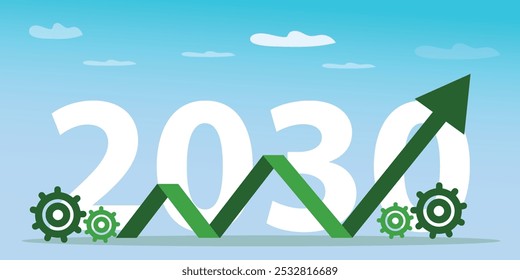 new opportunities Leadership 2030 business goal trend target vector illustration design background 