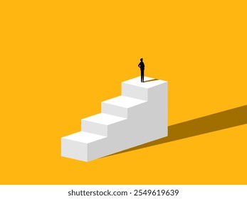 New Opportunity. Businessman on Top of Ladder Vector