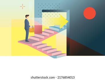 New Opportunity - Job - Employee coming to office - Illustration as EPS 10 File