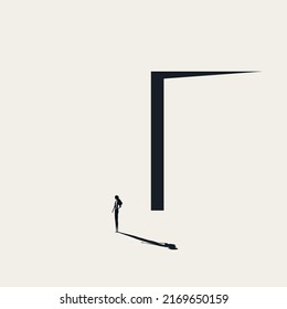 New opportunity for woman in business, career, vector concept. Symbol of big door, emancipation. Minimal design eps10 illustration