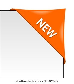 New orange corner business ribbon on white background