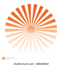 New orange rising sun or sun ray,sun burst vector design