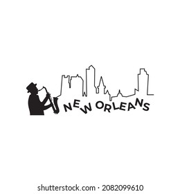 New Orlean saxophone player music festival logo design