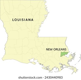 New Orleans city location on Louisiana state map