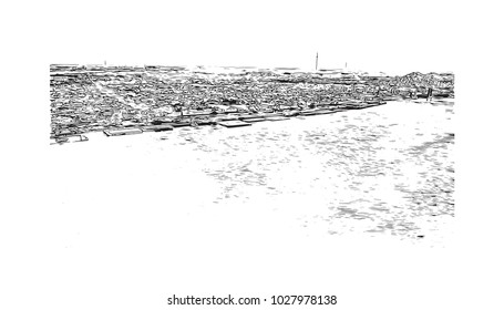 New Orleans City in Louisiana, USA. Hand drawn sketch illustration in vector.