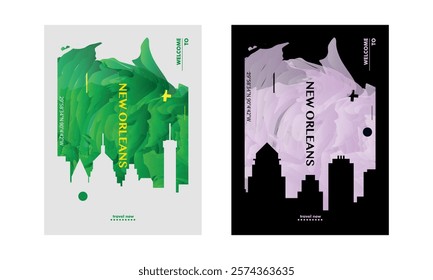 New Orleans city poster with abstract skyline, cityscape, landmark. USA, Louisiana state vector illustration layout for vertical brochure, website, flyer, presentation