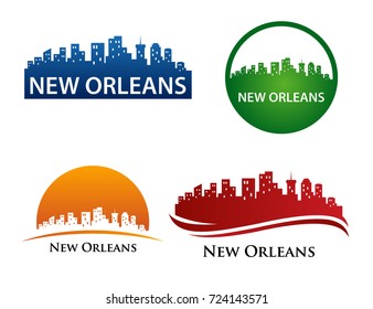 New Orleans City Skyline Landscape Logo Template