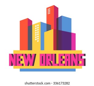 New Orleans city travel destination in USA. vector cartoon,