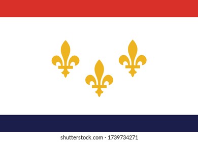 New Orleans city vector flag illustration, symbol of largest town in Louisiana state, United States of America.