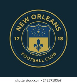 New Orleans Football Club, Louisiana, USA. Emblem des Fußballvereins. Fußball-Abzeichen Schild-Logo, Fußball-Team Spiel Club Elemente.