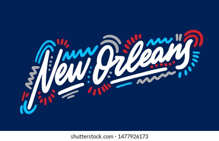 New Orleans handwritten city name.Modern Calligraphy Hand Lettering for Printing,background ,logo, for posters, invitations, cards, etc. Typography vector.