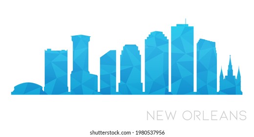 New Orleans, LA, USA Low Poly Skyline Clip Art City Design. Geometrisches polygonisches grafisches Horizon-Symbol. Vektorgrafik-Symbol.