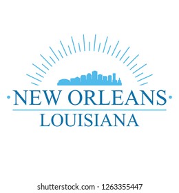 New Orleans Louisiana. Banner Design. City Skyline. Silhouette Vector. Famous Monuments.